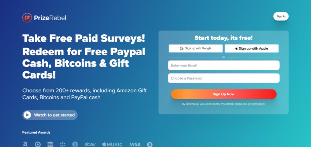 PrizeRebel Paypal Survey List